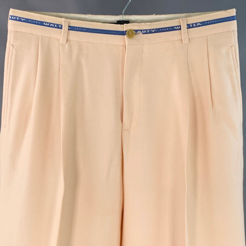 WALTER VAN BEIRENDONCK Size 34 Beige Pink Twill Wool Pleated Dress Pants
