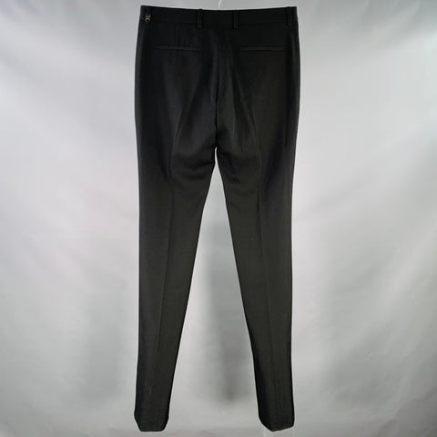 GIVENCHY Size 32 Black Wool Tapered Zip Fly Dress Pants
