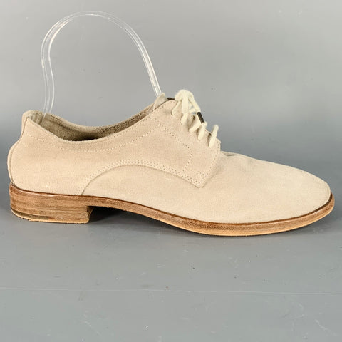 DEL CARLO Size 6.5 Grey Suede Lace-Up Derby Shoes