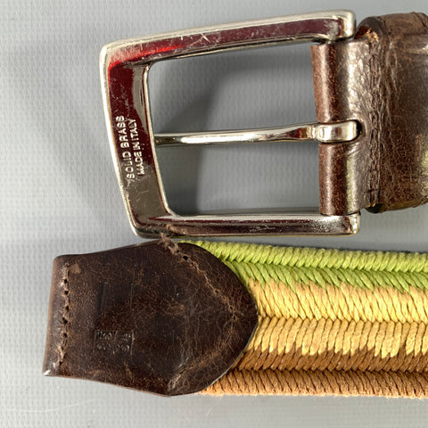 ETRO Size Green Brown Stripe Viscose Belt