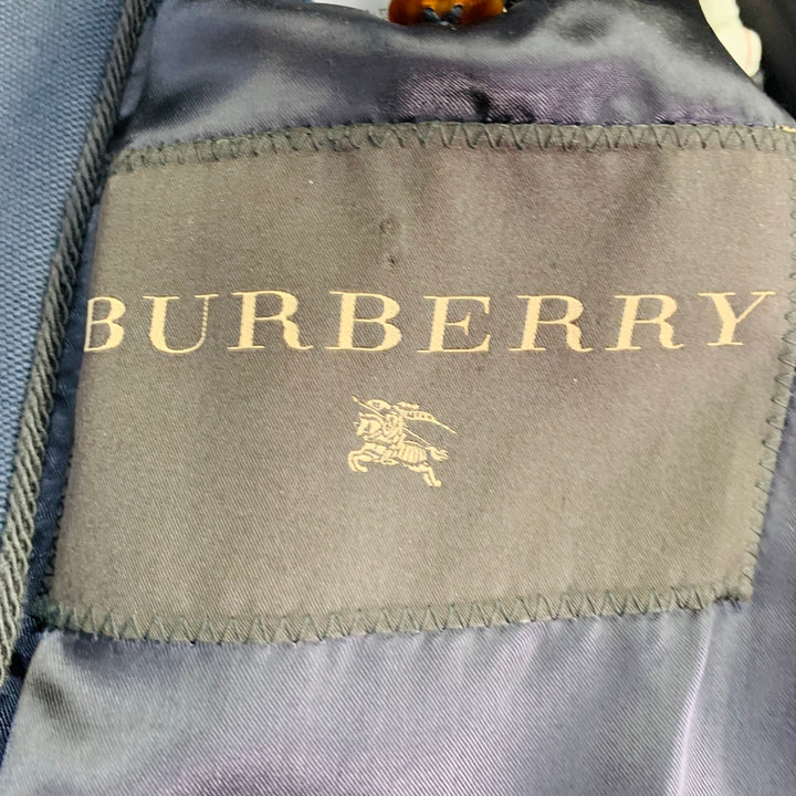 BURBERRY PRORSUM SS07 Size 38 Navy Rhinestone Cotton Wool Military Style Peacoat