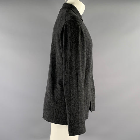 EVAN KINORI Size M Grey Heather Wool And Cashmere Button Up Sweater