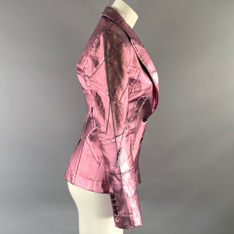 TOM FORD Size XS Pink Denim Metallic Peak Lapel Jacket Indoor Blazer