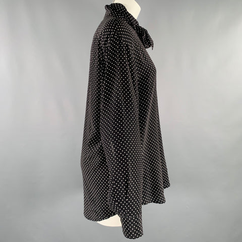 Chemise à nœud PLAN C en soie à pois noirs et blancs taille M