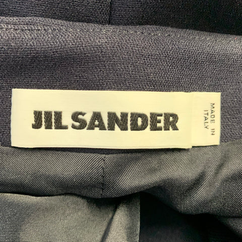 JIL SANDER Size 2 Navy Cotton Blend Zip Up A-Line Skirt