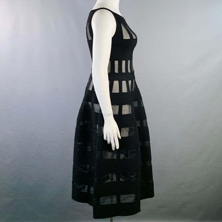 ALAIA Size L Black Viscose Blend Cut Out Sleeveless Midi Dress