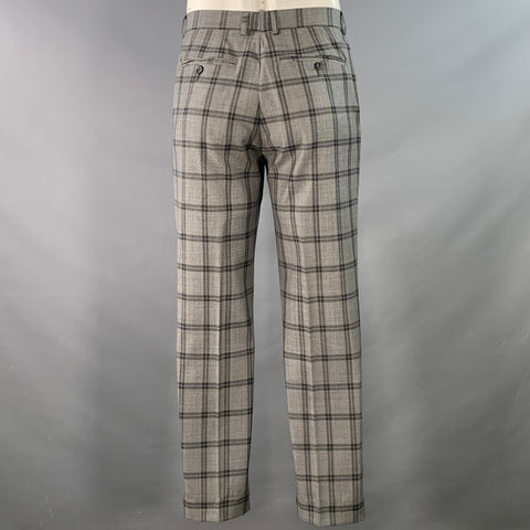 PAUL SMITH Size 42 The Byard Regular Grey Charcoal Checkered Wool Notch Lapel Suit