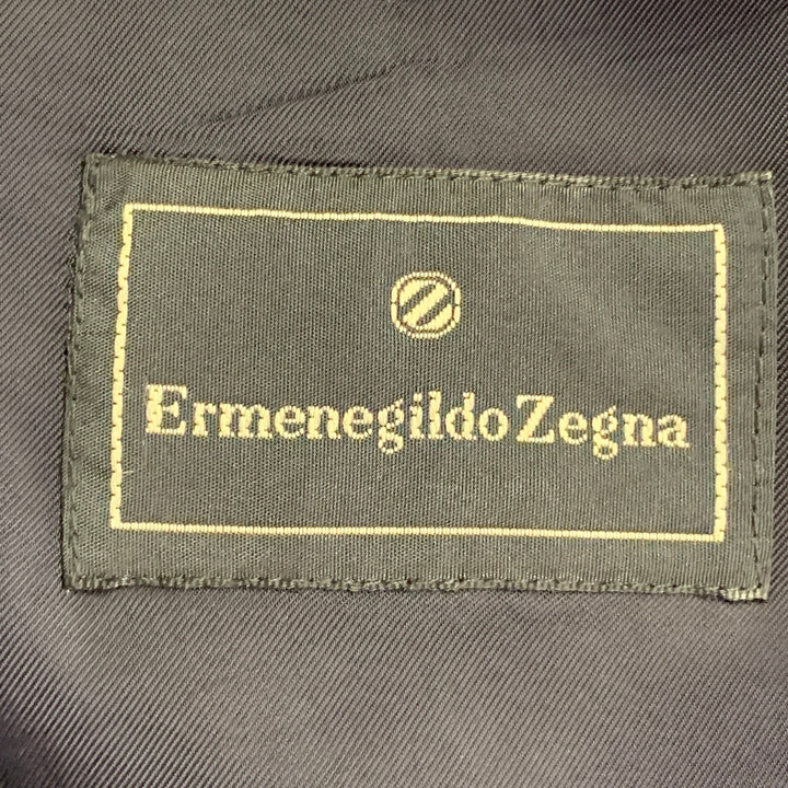 ERMENEGILDO ZEGNA Size 46 Regular Navy Twill Wool Notch Lapel Suit
