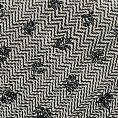 HERMES Grey Charcoal Floral Silk Jacquard Tie