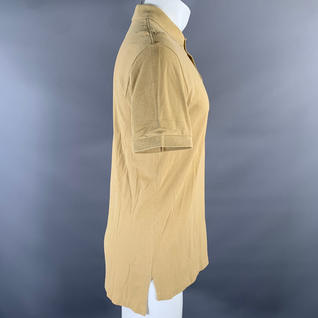 RALPH LAUREN Size S Khaki Brown Logo Cotton Ribbed Polo