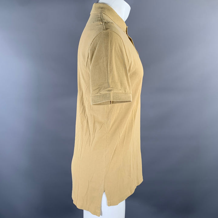 RALPH LAUREN Size S Khaki Brown Logo Cotton Ribbed Polo
