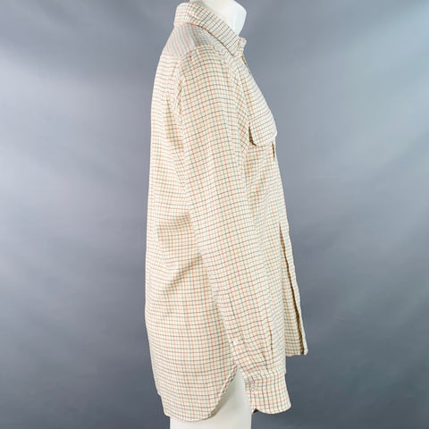 DRAKES LONDON x D. COGGINS Size M Beige Multi Color Checkered Cotton Wool Long Sleeve Shirt