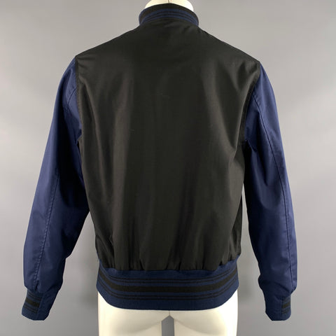 GOLDEN BEAR Size M Black Navy Color Block Cotton polyester Bomber Jacket