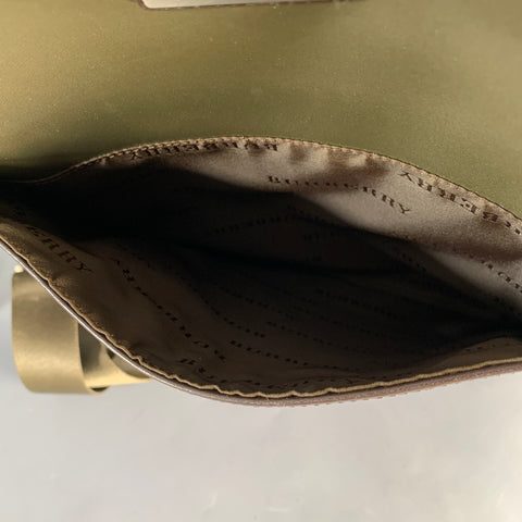 BURBERRY Brown Olive Nylon Leather Crossbody Bag