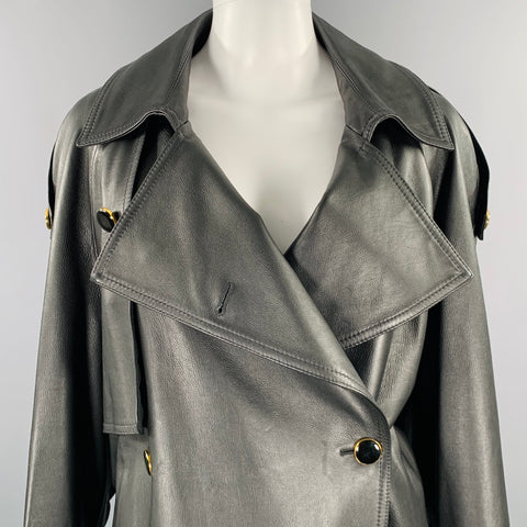 KHAITE Size S -The Eden- Black Gold Leather Calfskin Trench Coat