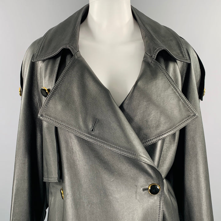KHAITE Size S -The Eden- Black Gold Leather Calfskin Trench Coat