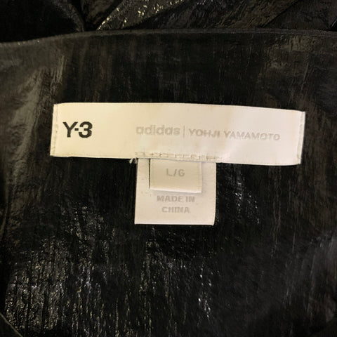 Y-3 Size L Black Metallic Nylon Crew Neck T Shirt