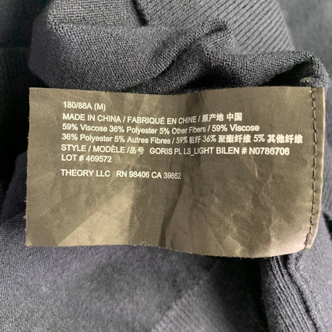 THEORY Size M Goris Navy Viscose Blend Polo Pullover
