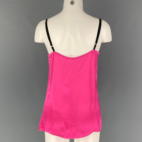 HELMUT LANG Top de vestido lencero de viscosa de encaje negro rosa talla M