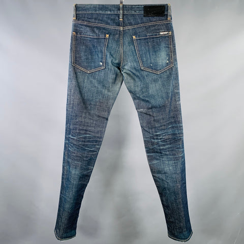DSQUARED2 Size 30 Blue Distressed Contrast Stitch Jeans