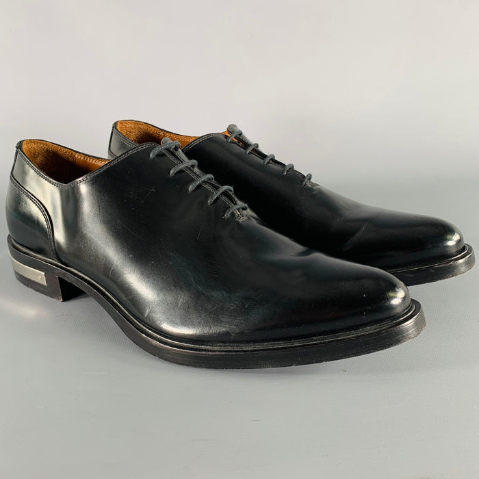 GIVENCHY Size 9 Black Leather Metal Trim Lace-Up Shoes