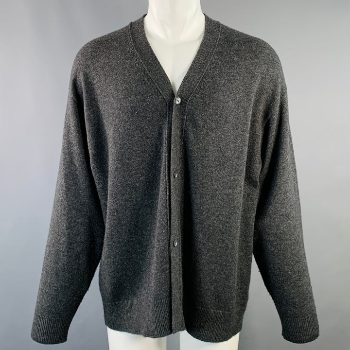SOFIE D'HOORE Size S Grey Charcoal Knit Wool Cashmere Oversized V-Neck Cardigan