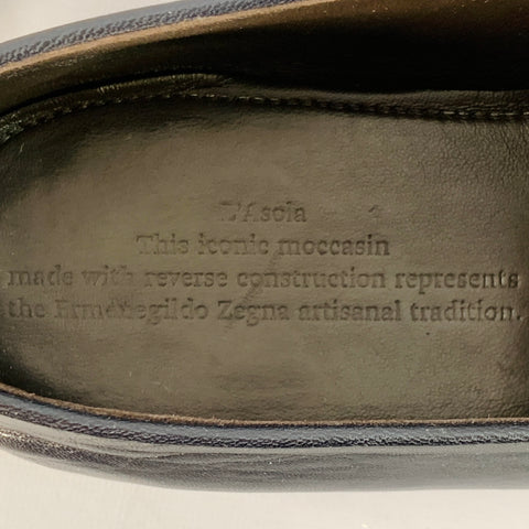 ERMENEGILDO ZEGNA Size 9 L'Asola Black Lambskin Leather Penny Loafers