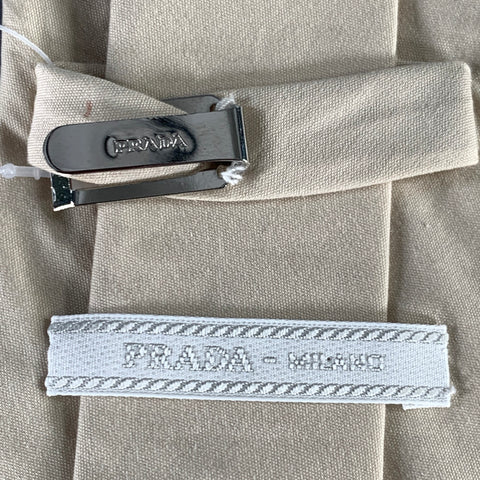 PRADA Cream Cotton Blend Tie
