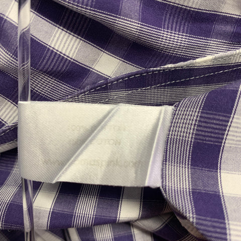 PINK Size L Purple White Checkered Cotton Long Sleeve Shirt