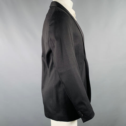 GIORGIO ARMANI Size 40 Black Jacquard Wool Blend Sport Coat