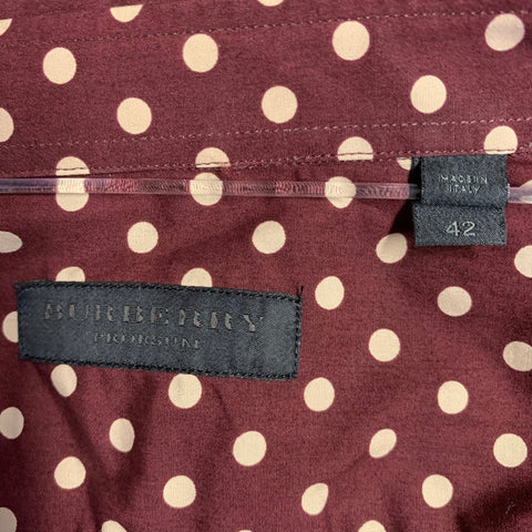 Chemise à manches longues en coton à pois bordeaux et beiges BURBERRY PRORSUM Taille L