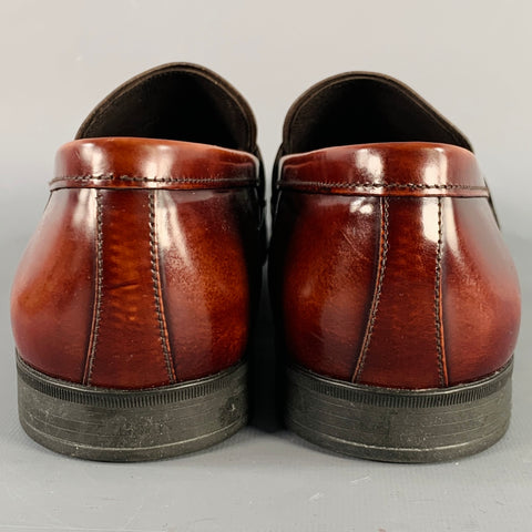 PRADA Size 10 Brown Leather Penny Loafers