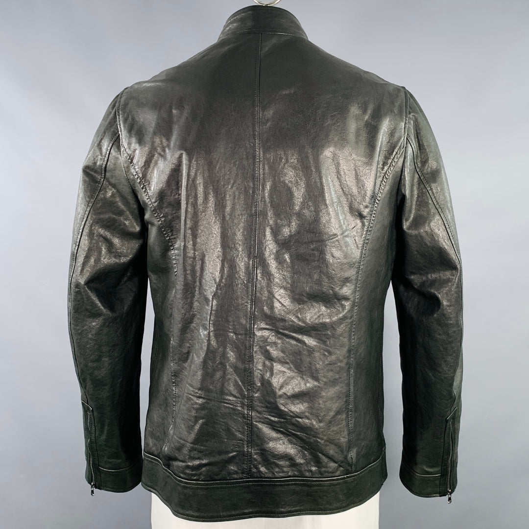 BARNEY'S CO-OP Size 42 Black Leather Zip Up Jacket