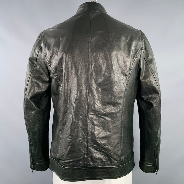 BARNEY'S CO-OP Size 42 Black Leather Zip Up Jacket