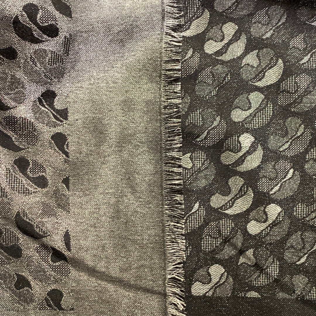 FENDI x KARL LAGERFELD Karl Lover Silver Black Silk Wool Scarf Shawl