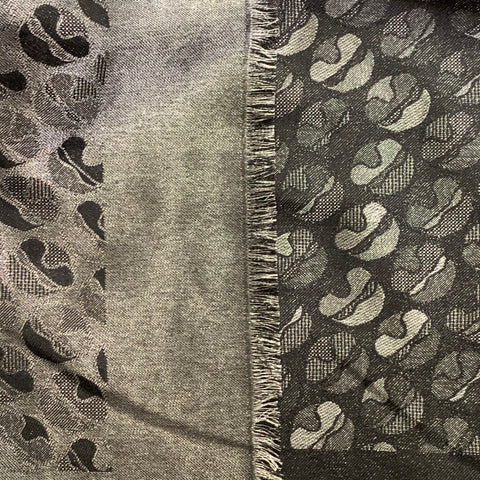 FENDI x KARL LAGERFELD Karl Lover Silver Black Silk Wool Scarf Shawl