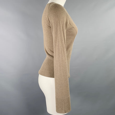 MAXSTUDIO Taille S Pull manches longues en tricot de cachemire mélangé taupe