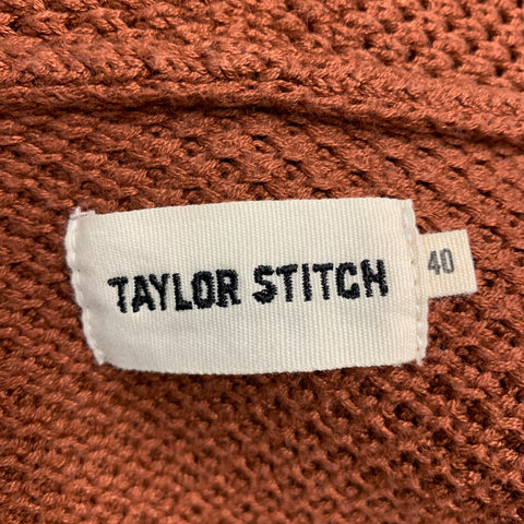 TAYLOR STITCH Size M Orange Rust Knit Cotton Shawl Collar Cardigan