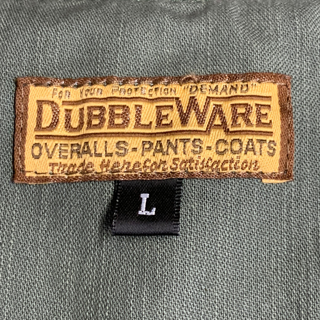 DUBBLE WARE Size L Olive Cotton Snaps Long Sleeve Shirt Jacket