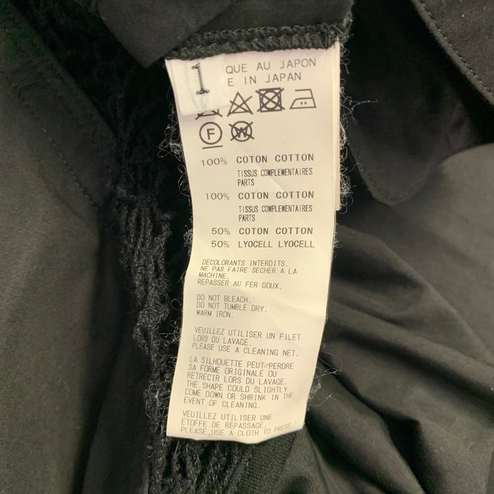 YOHJI YAMAMOTO Size S Black Fishnet Mesh Cotton Coat