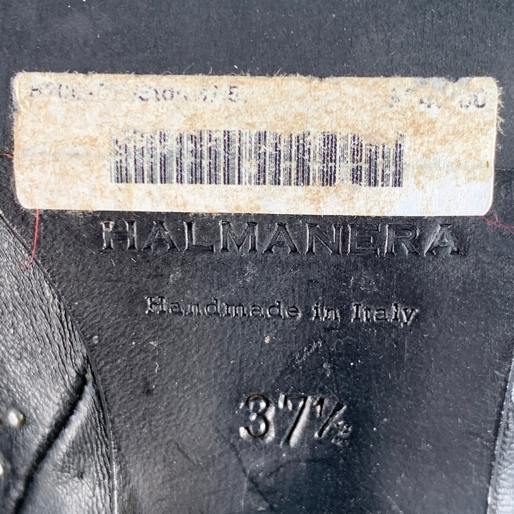 HALMANERA Size 7.5 Black Studded Back Zipper Ankle Bootiess
