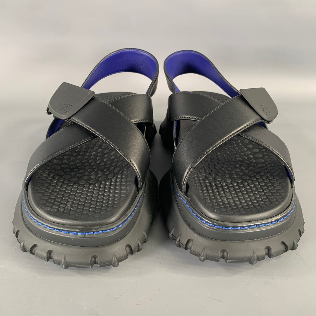 BURBERRY Size 10 Black Leather Sandals