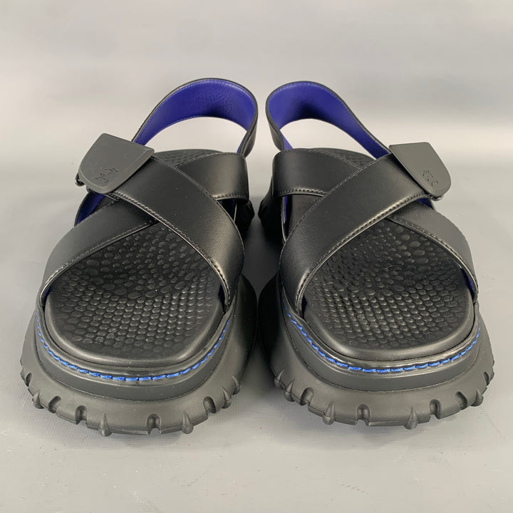 BURBERRY Size 10 Black Leather Sandals