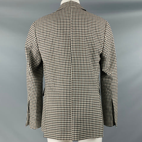 PAUL SMITH Size 40 White Black Brown Checkered Wool Sport Coat
