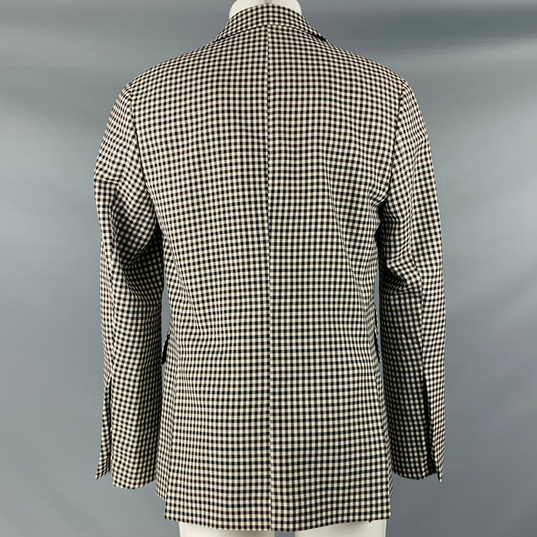 PAUL SMITH Size 40 White Black Brown Checkered Wool Sport Coat