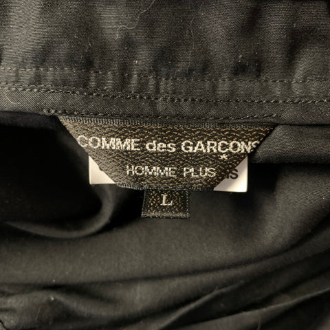 COMME des GARCONS AW2025 Size L Black PQ-B019 Cotton Hooded Long Sleeve Shirt