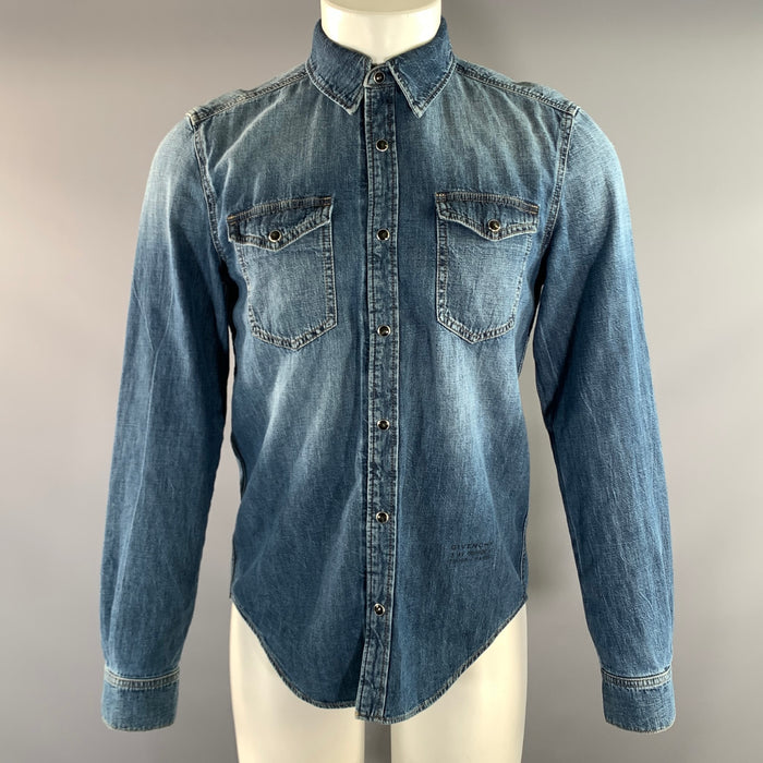 GIVENCHY Size S Blue Cotton Long Sleeve Shirt