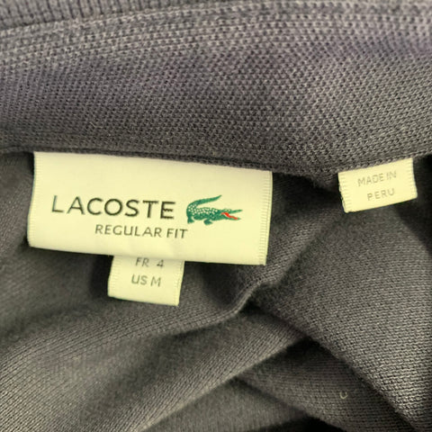 LACOSTE Size M Navy Cotton Blend Regular Fit Hidden Buttons Polo