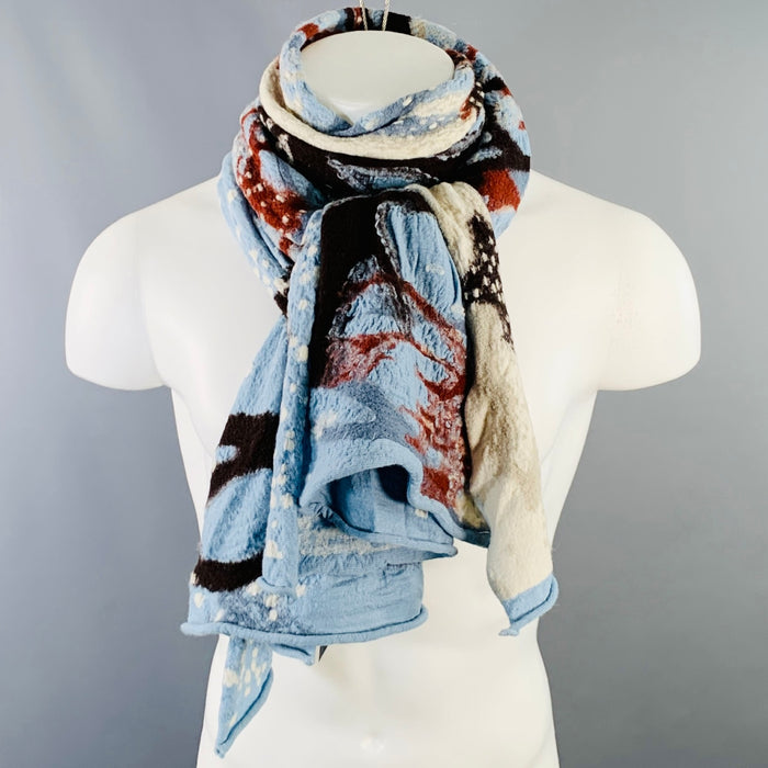 KAPITAL Blue Brown Black Snowy Landscape Oversized  Wool Scarf