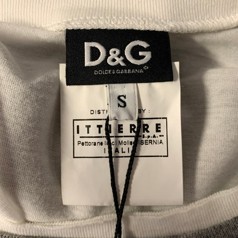 D&G by DOLCE & GABBANA Size S Grey Navy Red Graphic Cotton Blend T-shirt